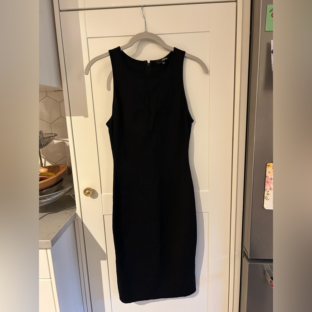 Wilfred Free black bodycon dress with mesh v neck